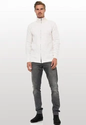 Rusty Neal Strickjacke mit Stehkragen Weiß/Creme