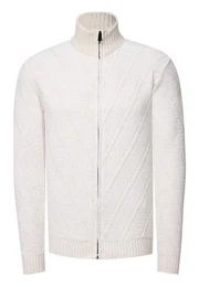 Strickjacke mit Stehkragen und durchgehendem Reiverschluss