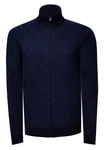 Rusty Neal Strickjacke mit Stehkragen Dunkelblau/Blau/Hellblau