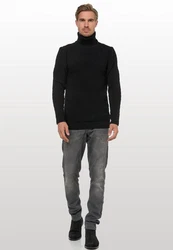 Rusty Neal Rollkragenpullover Schwarz/Dunkelgrau