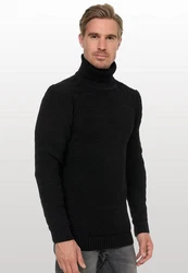 Rusty Neal Rollkragenpullover Schwarz/Dunkelgrau
