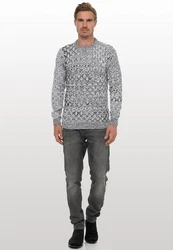 Rusty Neal Strickpullover Grau/Hellgrau