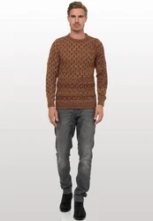 Rusty Neal Strickpullover Beige/Braun/Dunkelrot/Khaki