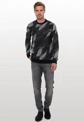 Rusty Neal Strickpullover Grau/Schwarz/Dunkelgrau/Braun/Silber