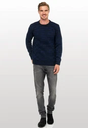 Rusty Neal Strickpullover Dunkelblau/Blau/Hellblau