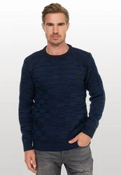 Rusty Neal Strickpullover Dunkelblau/Blau/Hellblau