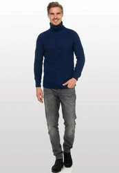 Rusty Neal Rollkragenpullover Dunkelblau/Blau