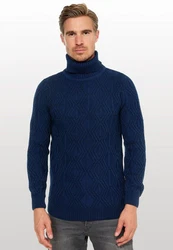 Rusty Neal Rollkragenpullover Dunkelblau/Blau