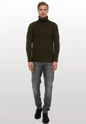 Rusty Neal Rollkragenpullover Dunkelgrün/Grün