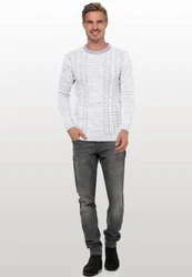 Rusty Neal Strickpullover Grau/Weiß/Creme
