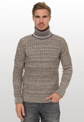 Rusty Neal Rollkragenpullover Beige/Braun/Grau/Dunkelrot