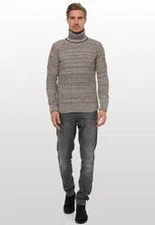 Rusty Neal Rollkragenpullover Beige/Braun/Grau/Dunkelrot