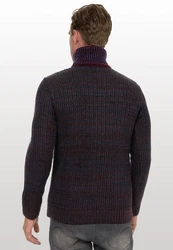 Rusty Neal Rollkragenpullover Dunkelrot/Lila/Bordeaux