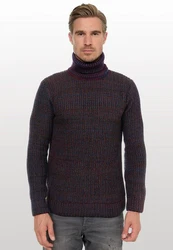 Rusty Neal Rollkragenpullover Dunkelrot/Lila/Bordeaux