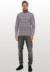 Rusty Neal Rollkragenpullover Dunkelrot/Lila/Bordeaux/Dunkelblau