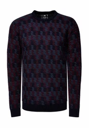 Rusty Neal Strickpullover Dunkelrot/Lila/Dunkelblau/Mischfarben/Braun