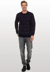 Rusty Neal Strickpullover Dunkelrot/Lila/Dunkelblau/Mischfarben/Braun