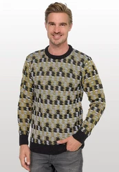 Rusty Neal Strickpullover Braun/Mischfarben/Grau/Gelb