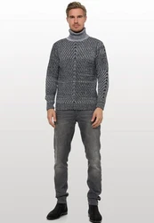 Rusty Neal Strickpullover Dunkelblau/Grau/Dunkelgrau