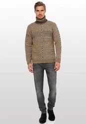 Rusty Neal Strickpullover Beige/Braun/Khaki/Gelb