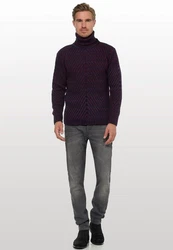 Rusty Neal Strickpullover Dunkelrot/Dunkelblau/Bordeaux/Lila