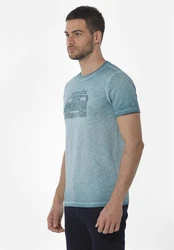 ORGANICATION T-Shirt Men's Garment Dyed Printed T-shirt Grün
