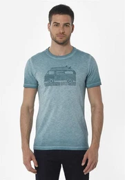 T-Shirt Men's Garment Dyed Printed T-shirt in Petrol Green
