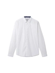 TOM TAILOR Stretch Poplin Langarmhemd Weiß (6373)