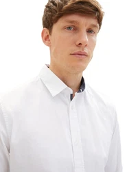 TOM TAILOR Stretch Poplin Langarmhemd Weiß (6373)