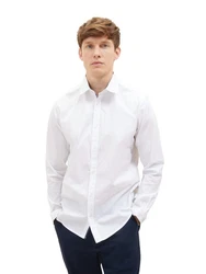 TOM TAILOR Stretch Poplin Langarmhemd Weiß (6373)