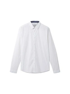 TOM TAILOR Stretch Poplin Langarmhemd Weiß (6373) TOM TAILOR Stretch Poplin Langarmhemd Weiß (6373)