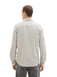 TOM TAILOR Langarmhemd Rundhalsshirt kombi Creme/Khaki/Beige/Weiß