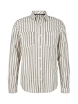 TOM TAILOR Langarmhemd Rundhalsshirt kombi Creme/Khaki/Beige/Weiß