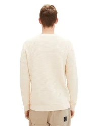TOM TAILOR Strickpullover STRUCTURED CREWNECK KNIT Beige/Khaki/Weiß/Creme