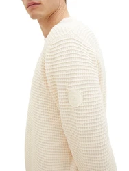 TOM TAILOR Strickpullover STRUCTURED CREWNECK KNIT Beige/Khaki/Weiß/Creme