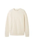 TOM TAILOR Strickpullover STRUCTURED CREWNECK KNIT Beige/Khaki/Weiß/Creme