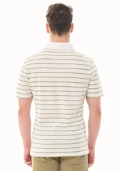 ORGANICATION Poloshirt Men's Striped Polo T-shirt Off White/Olive
