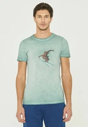 T-Shirt Men's Garment Dyed Printed T-Shirt in Seaweed