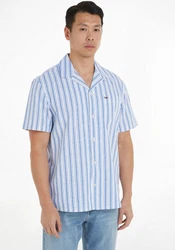 Tommy Jeans Kurzarmhemd TJM STRIPE LINEN SS SHIRT EXT Hellblau/Blau