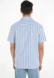 Tommy Jeans Kurzarmhemd TJM STRIPE LINEN SS SHIRT EXT Hellblau/Blau