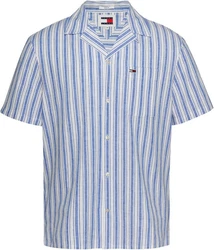 Tommy Jeans Kurzarmhemd TJM STRIPE LINEN SS SHIRT EXT Hellblau/Blau