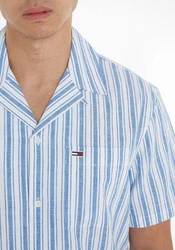 Tommy Jeans Kurzarmhemd TJM STRIPE LINEN SS SHIRT EXT Hellblau/Blau