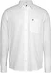 Tommy Jeans Langarmhemd TJM REG LINEN BLEND SHIRT Weiß/Creme/Grau