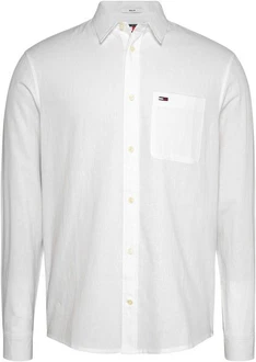 Tommy Jeans Langarmhemd TJM REG LINEN BLEND SHIRT Weiß/Creme/Grau
