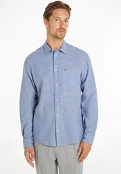 Tommy Jeans Langarmhemd TJM REG LINEN BLEND SHIRT Hellblau/Blau