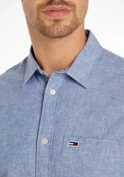 Tommy Jeans Langarmhemd TJM REG LINEN BLEND SHIRT Hellblau/Blau