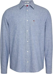 Tommy Jeans Langarmhemd TJM REG LINEN BLEND SHIRT Hellblau/Blau
