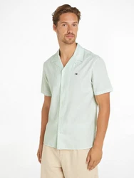 Tommy Jeans Hemd TJM LINEN BLEND CAMP SHIRT EXT Hellgrün/Grün