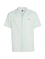 Tommy Jeans Hemd TJM LINEN BLEND CAMP SHIRT EXT Hellgrün/Grün