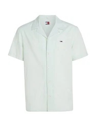 Tommy Jeans Hemd TJM LINEN BLEND CAMP SHIRT EXT Hellgrün/Grün